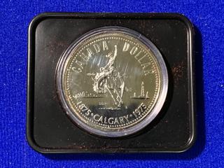 1975 Canada Silver Dollar, "Calgary Centennial" c/w Display Case.