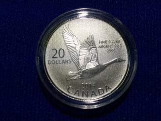 2014 Canada Twenty Dollar .9999 Fine Silver Coin, "Canada Goose".