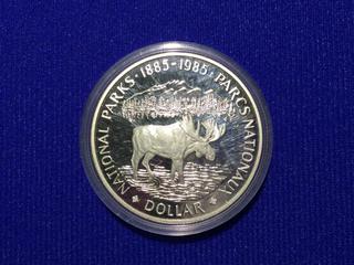 1985 Canada One Dollar .500 Silver Coin, "Moose".