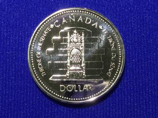 1977 Canada One Dollar Silver Jubilee .500 Silver Coin, "Throne Of The Senate".