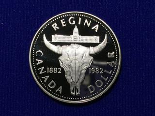 1982 Canada One Dollar .500 Silver Coin, "Cattle Skull".