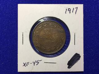 1917 Canada One Cent Bronze Coin, "George V".