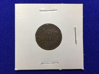 1929 Canada One Cent Bronze Coin, "George V".