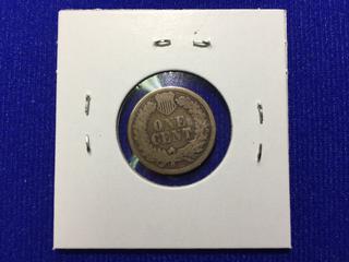 1860 United States One Cent Bronze Coin, "Indian Head".