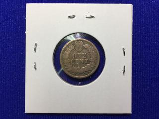 1863 United States One Cent Bronze Coin, "Indian Head".