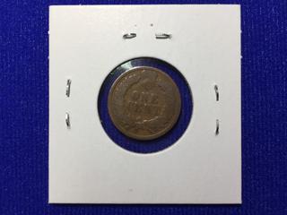 1892 United States One Cent Bronze Coin, "Indian Head".