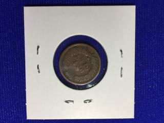 1893 United States One Cent Bronze Coin, "Indian Head".