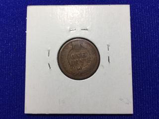 1887 United States One Cent Bronze Coin, "Indian Head".