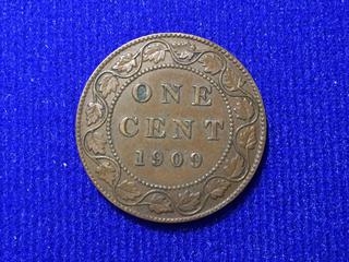 1909 Canada One Cent Bronze Coin, "Edward VII".