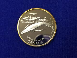 1998 Canada Fifty Cent .925 Silver Coin, "Blue Whale".