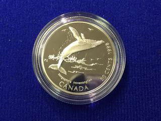 1998 Canada Fifty Cent .925 Silver Coin, "Humpback Whale".