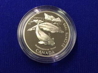 1998 Canada Fifty Cent .925 Silver Coin, "Beluga Whale".