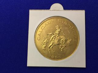 1965 Canada Souvenir Dollar Brass Coin, "Calgary Stampede".