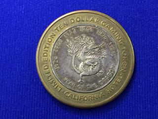 Year of the Dragon California Limited Edition Ten Dollar Gaming Token .999 Fine Silver, "Sam Boyde".