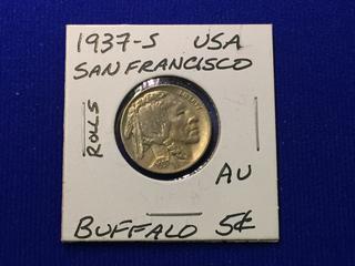 1937 United States Five Cent Coin, "Buffalo".