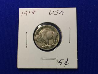 1917 United States Five Cent Coin, "Buffalo".