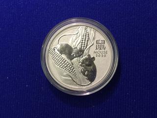 2020 Australia Fifty Cent 1/2 Ounce .9999 Silver, "Mouse".