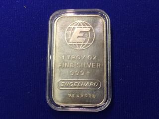 Engelhard One Troy Ounce .999 Fine Silver Bar.