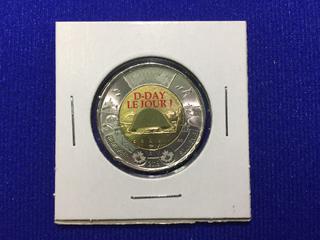 2019 Canada Two Dollar Colour Printed Coin, "D-Day Le Jour J".