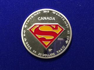 2003 Canada Twenty Dollar Silver Colour Printed Coin, "Superman".