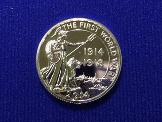 2014 United Kingdom Twenty Pounds .999 Silver Coin, "The First World War".