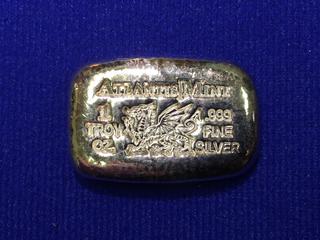 Atlantis Mint One Troy Ounce .999 Fine Silver Bar.