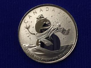 2014 Canada Twenty Dollar .9999 Fine Silver Coin, "Snowman".