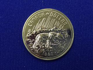 1980 Canada One Dollar .500 Silver Coin, "Polar Bear".