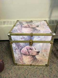 Wooden Box with Painted Dog, 16x16x16 1/4"