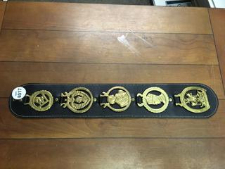 Leather & Brass English Heads of State Medallions on Martingale.