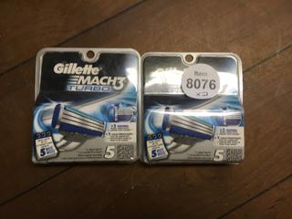 (2) Gillette Mach 3 Turbo 5 Piece Replacement Blade Kit's. Sealed, Unused.