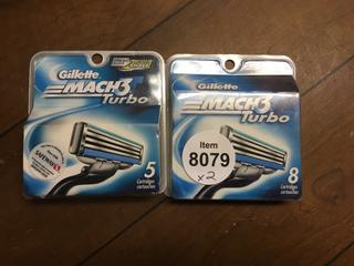 (2) Gillette Mach 3 Turbo 5 & 8 Piece Replacement Blade Kits.