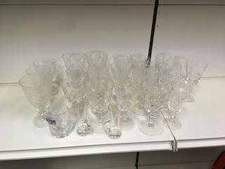 (27) Assorted Pinwheel Crystal Matching Glasses.
