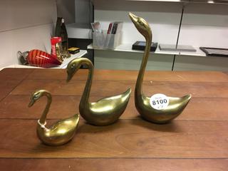 (3) Brass Swans.