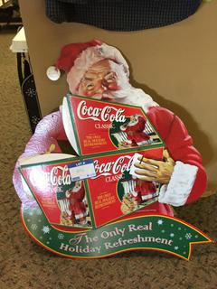 Cardboard Santa Coca-Cola Sign.