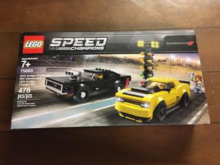 Lego Speed Champions 2018 Dodge Challenger SRT Demon and 1970 Dodge Charger R/T. Unused, Sealed in Box.
