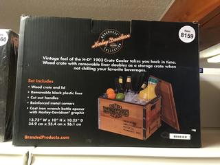 Harley Davidson Wood Crate Cooler.