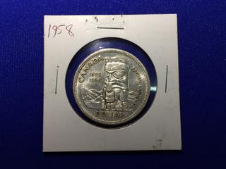 1958 Canada Silver Dollar, "British Columbia".