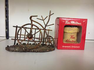 Metal Brass Bike Decor & Tim Hortons Ornament.