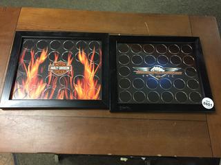 (2) Harley Davidson Poker Chip Collectors Frames.