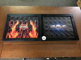 (2) Harley Davidson Poker Chip Collectors Frames.