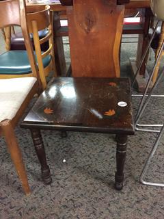 Dark Wood Side Table with Flowers.