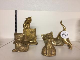 (4) Assorted Brass cats.