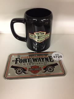 Fort Worth Harley Davidson Small License Plate & Mug.