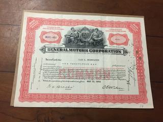 General Motors Corporation Certificate, Cleo A. Brandeweide Owned  Twenty Four Shares May, 15, 1952.