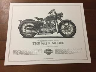 Harley Davidson 1953 K Model Poster.