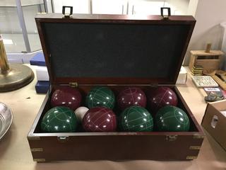 Bocce Ball Set in Wooden Case.