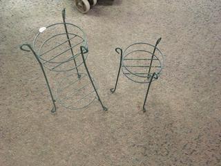 (2) Green Metal Plant Stands.