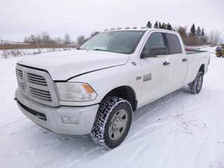 2014 Dodge Ram 2500 4X4 Crew Cab c/w 5.7L Hemi V8, A/T, A/C, Showing 106,085 VKms, 275/65R18 Tires, VIN 3C6TR5JT5EG247288 *Note: Does Not Include Fuel Tank/Pump/Nozzle, NOTE: Rear Bumper Damaged, Ignition Sticks, Crack In The Ignition Housing*
