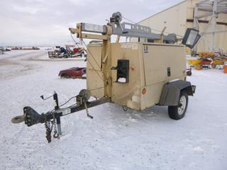 2012 Ingersoll-Rand Portable Light Tower c/w Kubota 3 Cyl Diesel, 4 Light, Showing 7,499 Hours, 10 KVA, Phase 1, 120/240V Generator, Maktig On Board Battery Charger, 1.5 Amp, Pintle Hitch, Spring Susp, 175/80R13 (Row 1)